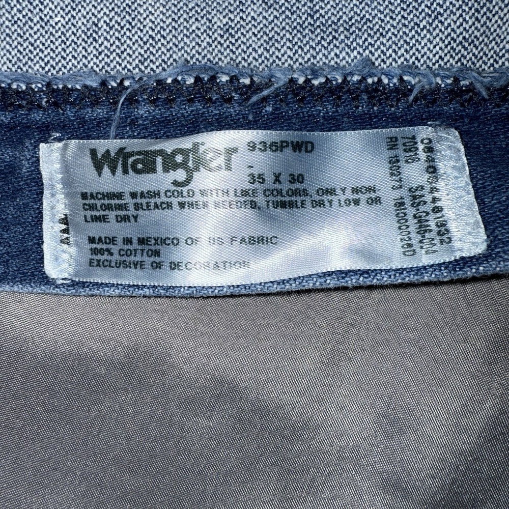 Wrangler Cowboy Cut Slim Fit Jeans Mens 35x30 Blue  936PWD High Rise Straight - Picture 4 of 9